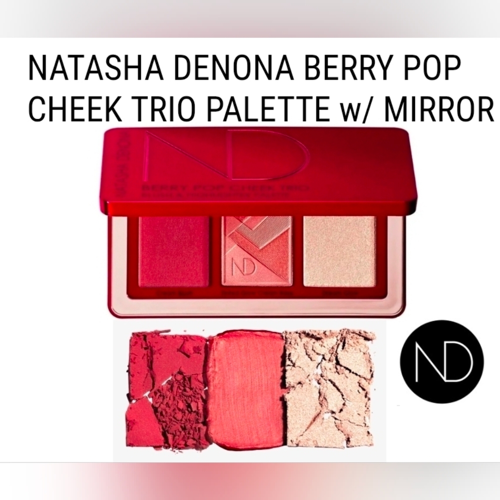 Natasha Denona Berry Pop Cheek Trio Palette With Mirror